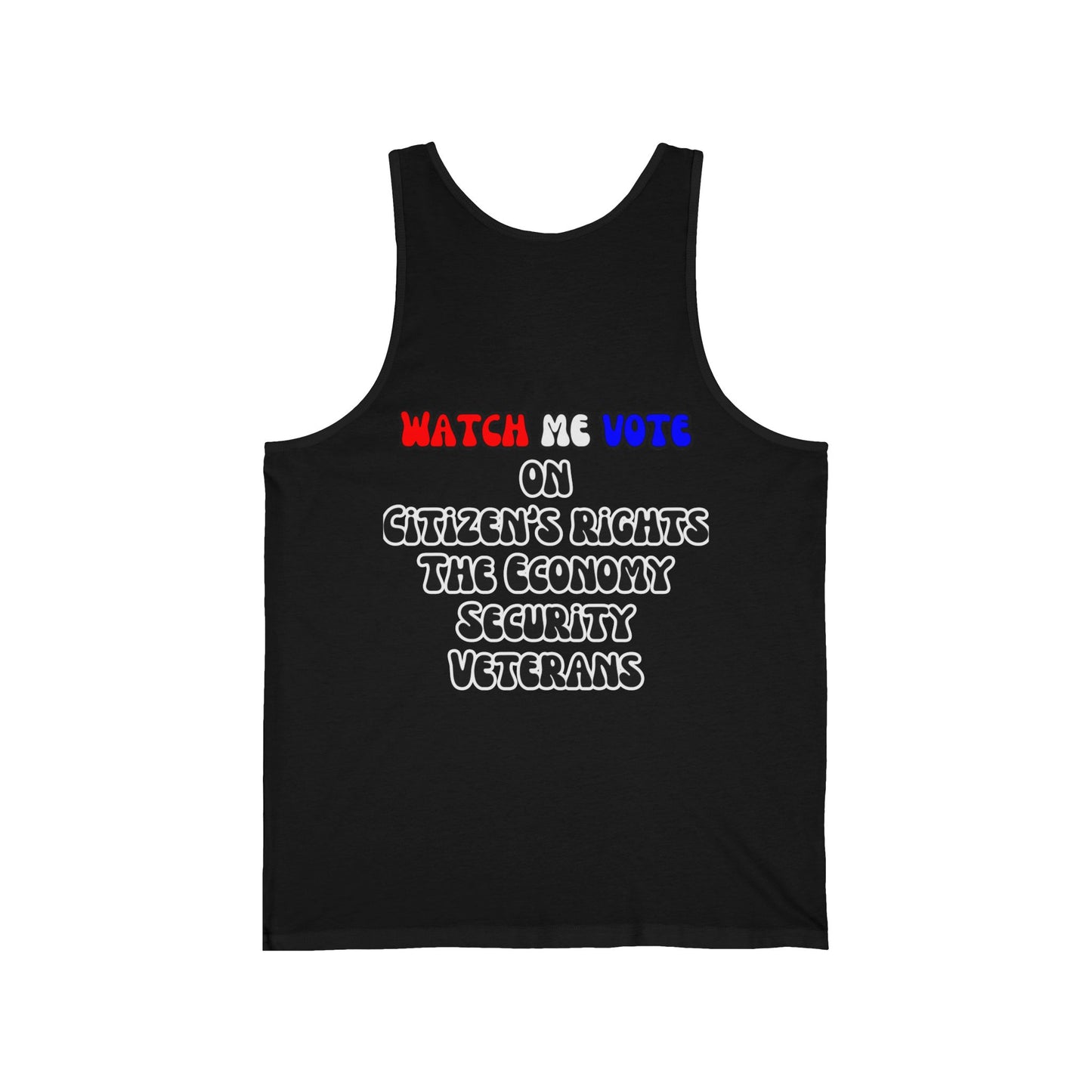 2-sided, I Am Woman Watch Me Vote Unisex Jersey Tank Top by theGreenDragonTavern.shop