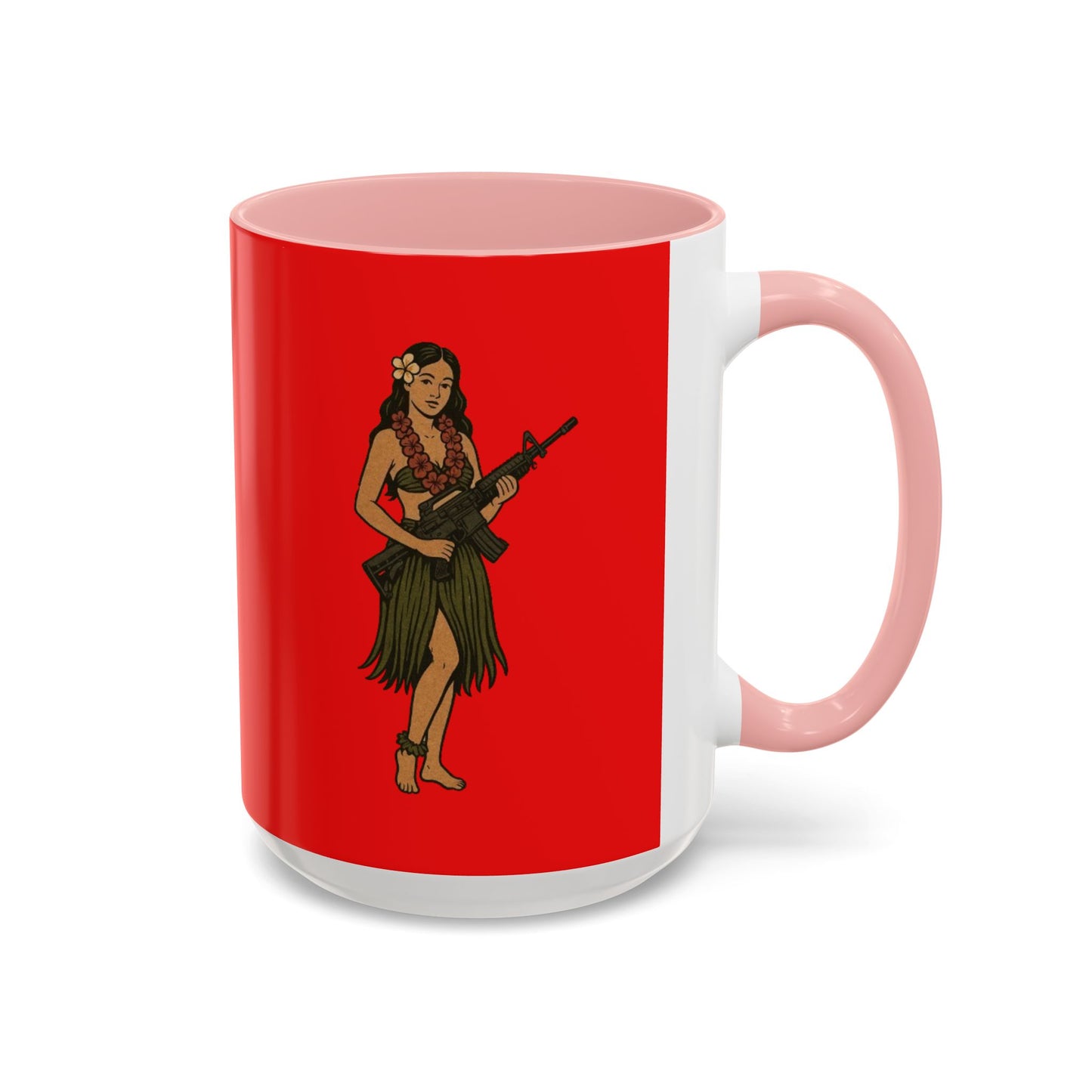 Hula Girl Packin' Heat Red Accent Mug by theGreenDragonTavern.shop