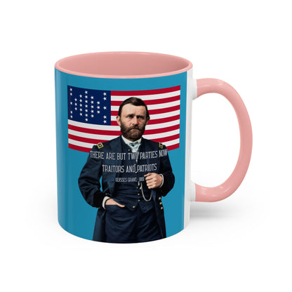 "Traitors and Patriots" Ulysses Grant Turquoise Accent Mug by theGreenDragonTavern.shop