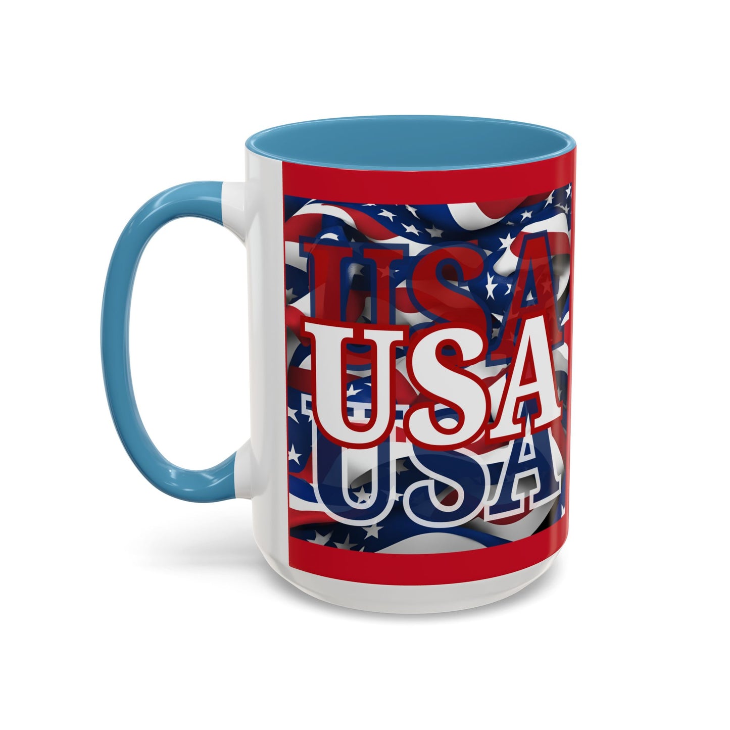 USA White font Center Patriot Red Accent Mug by theGreenDragonTavern.shop
