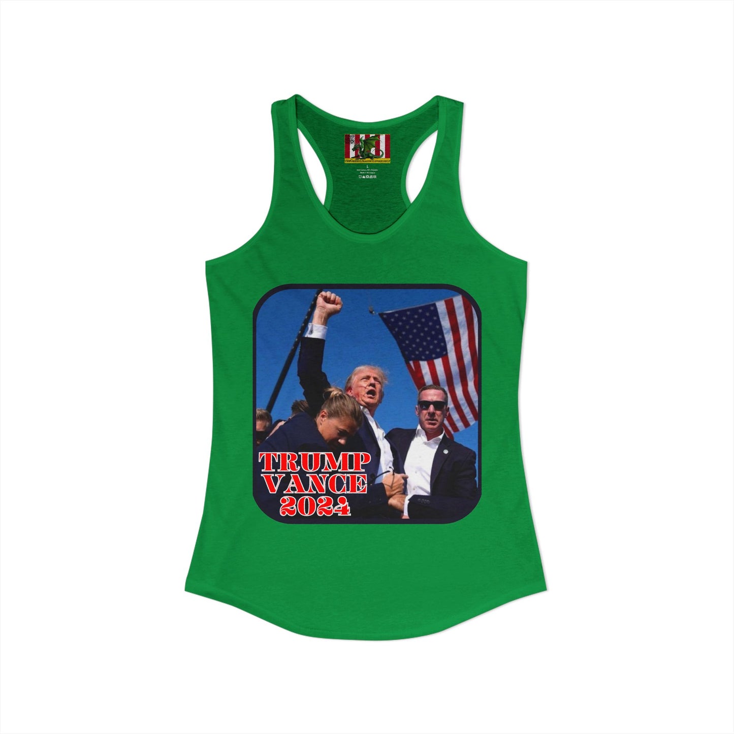 Trump and Vance 2024 Women's Racerback Tank Top by theGreenDragonTavern.shop