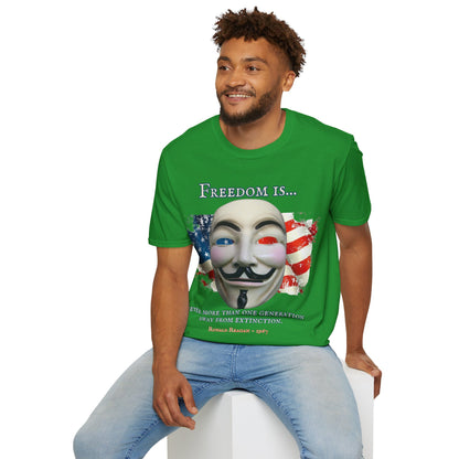 Ronald Reagan Freedom Vendetta Dark colors Unisex T-Shirt by theGreenDragonTavern.shop