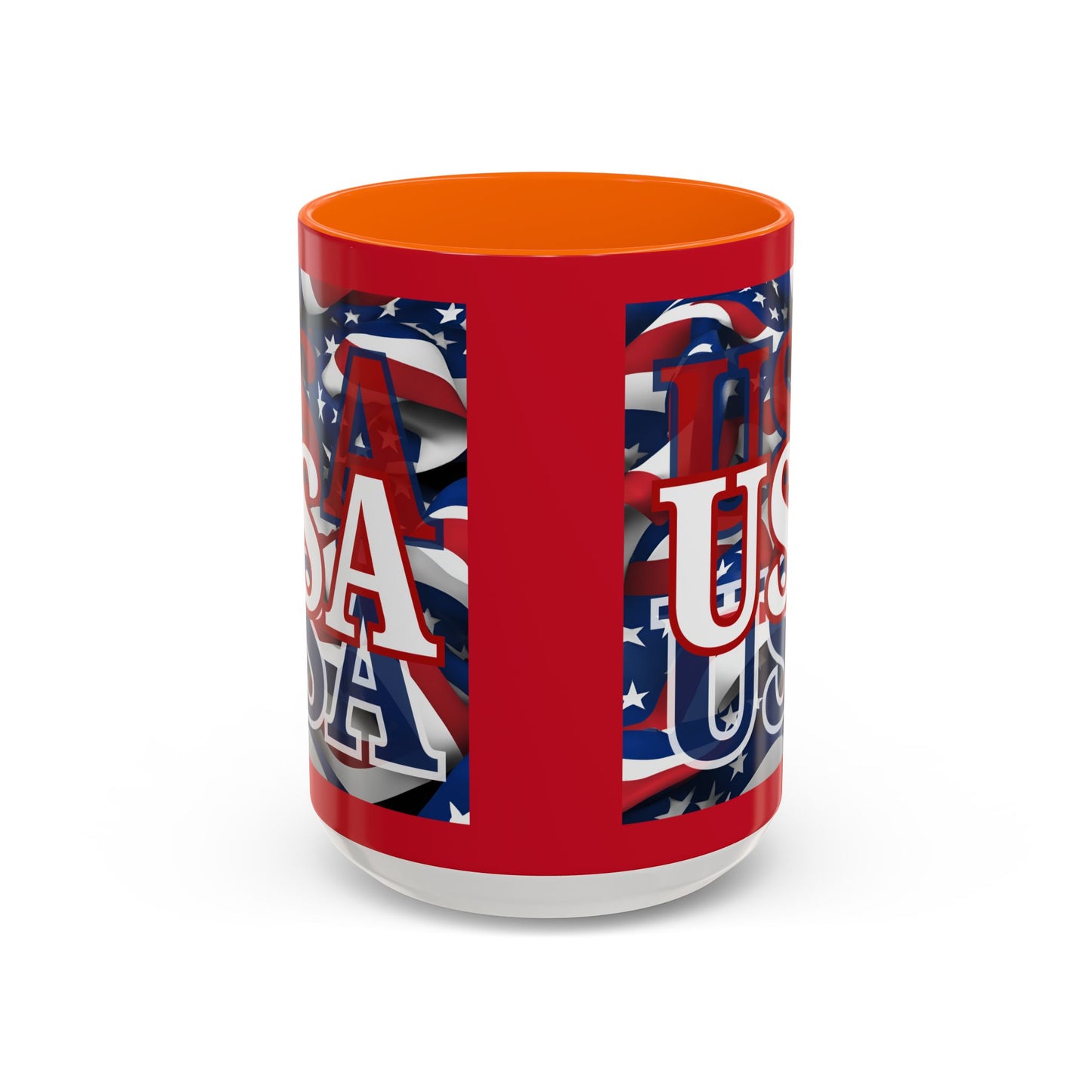 USA White font Center Patriot Red Accent Mug by theGreenDragonTavern.shop