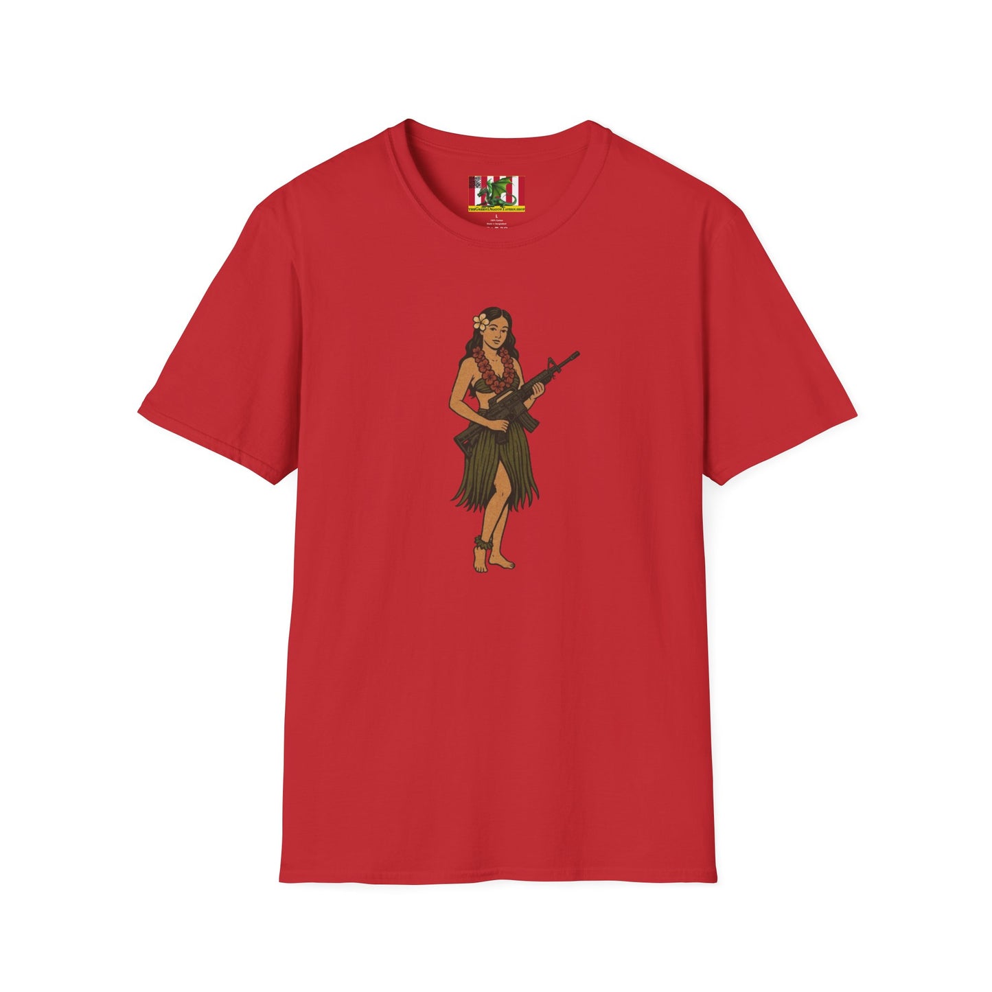 Hula Girl Packin' Heat Light colors Unisex T-Shirt by theGreenDragonTavern.shop