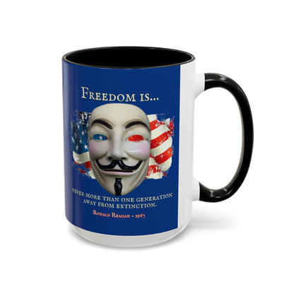 Ronald Reagan Freedom Vendetta Blue Accent Mug by theGreenDragonTavern.shop