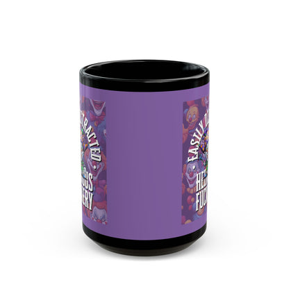 Easily Distracted by Heinous Fuckery Little Jinx Light Purple Mug by theGreenDragonTavern.shop