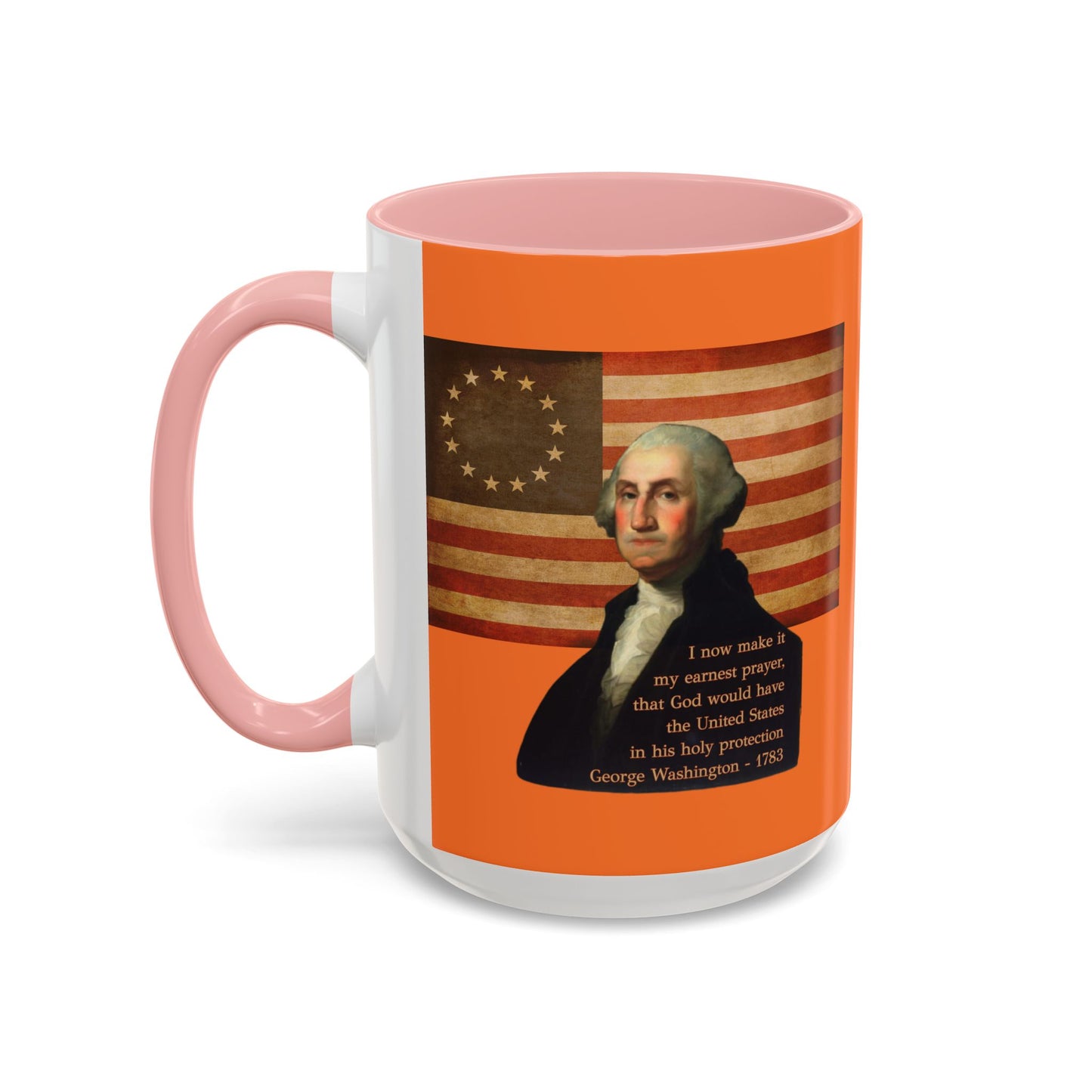 Washington's Earnest Prayer Orange Accent Mug by theGreenDragonTavern.shop