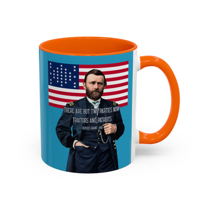 "Traitors and Patriots" Ulysses Grant Turquoise Accent Mug by theGreenDragonTavern.shop