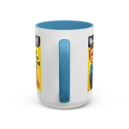 I Am Woman Watch Me Vote Rosie White Accent Mug by theGreenDragonTavern.shop