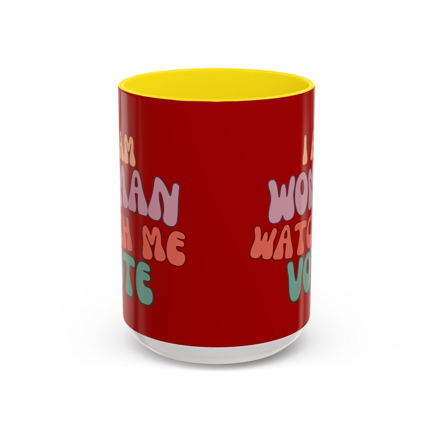 I Am Woman Watch Me Vote Red Accent Mug by theGreenDragonTavern.shop