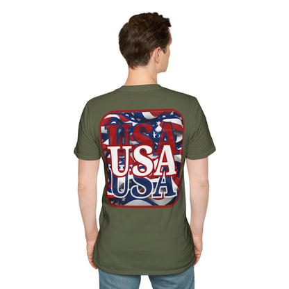 2-sided, Red WHITE and Blue USA Patriot Dark colors Unisex T-Shirt by theGreenDragonTavern.shop
