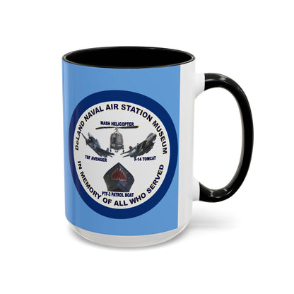 DNASM 2-sided, Founding & Student Art w/Navy Ring Light Blue Accent Mug by theGreenDragonTavern.shop