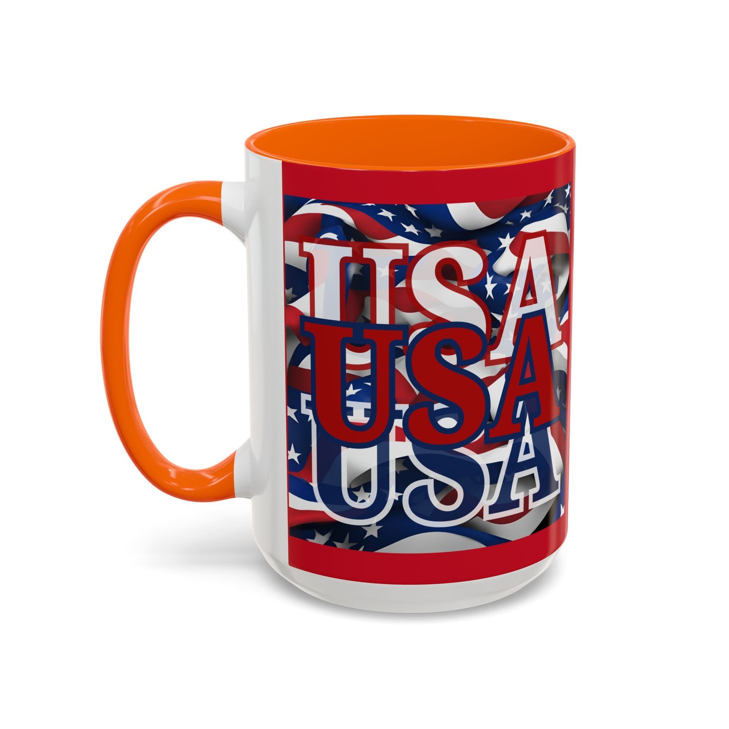 USA Red font Center Patriot Red Accent Mug by theGreenDragonTavern.shop
