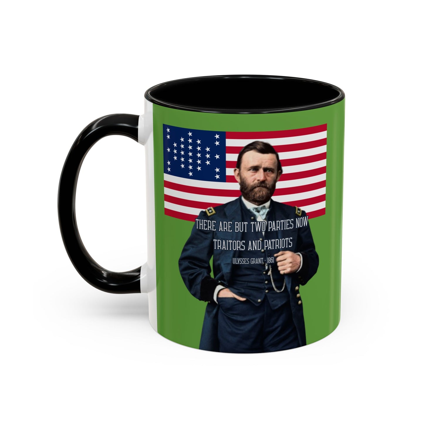 "Traitors and Patriots" Ulysses Grant Green Accent Mug by theGreenDragonTavern.shop
