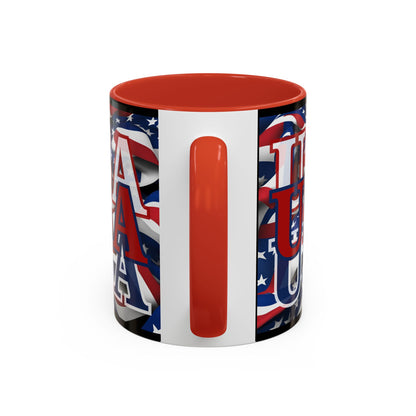 USA Red font Center Patriot Black Accent Mug by theGreenDragonTavern.shop