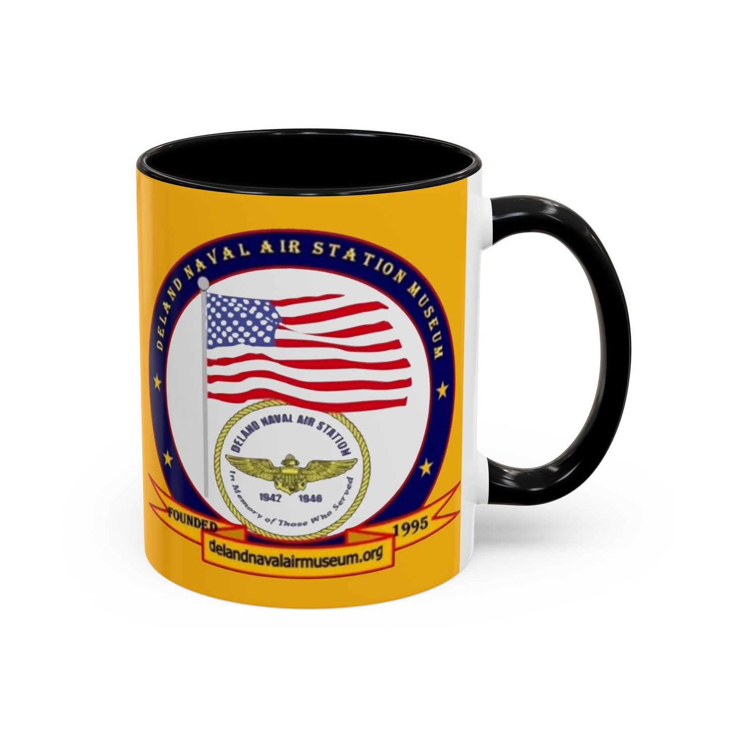 DeLand Naval Air Station Museum Yellow Accent Mug by theGreenDragonTavern.shop