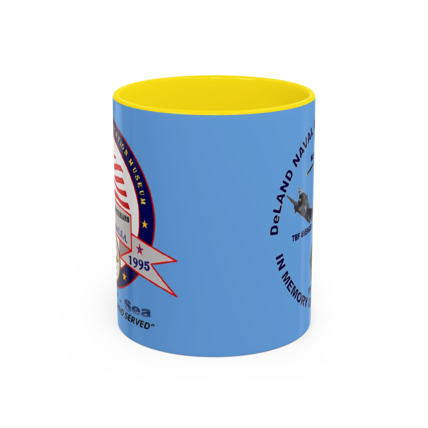 DNASM 2-sided, Founding & Student Art Light Blue Accent Mug by theGreenDragonTavern.shop