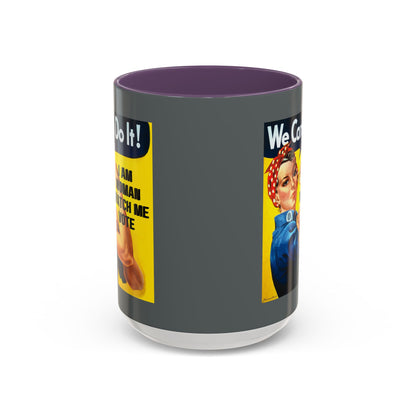 I Am Woman Watch Me Vote Rosie Grey Accent Mug by theGreenDragonTavern.shop