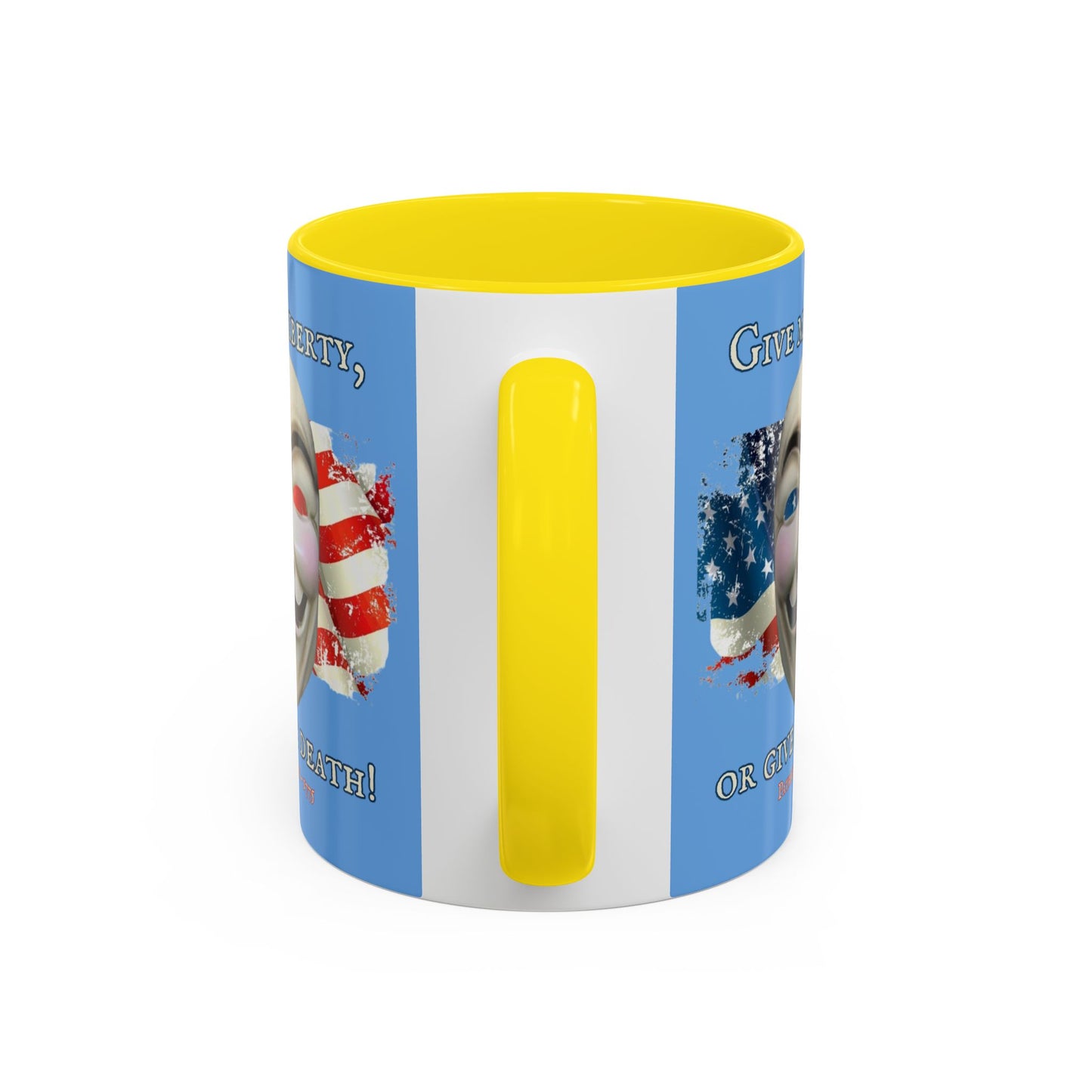 Vendetta, "Give me liberty, or give me death!" Blue Accent Mug by theGreenDragonTavern.shop