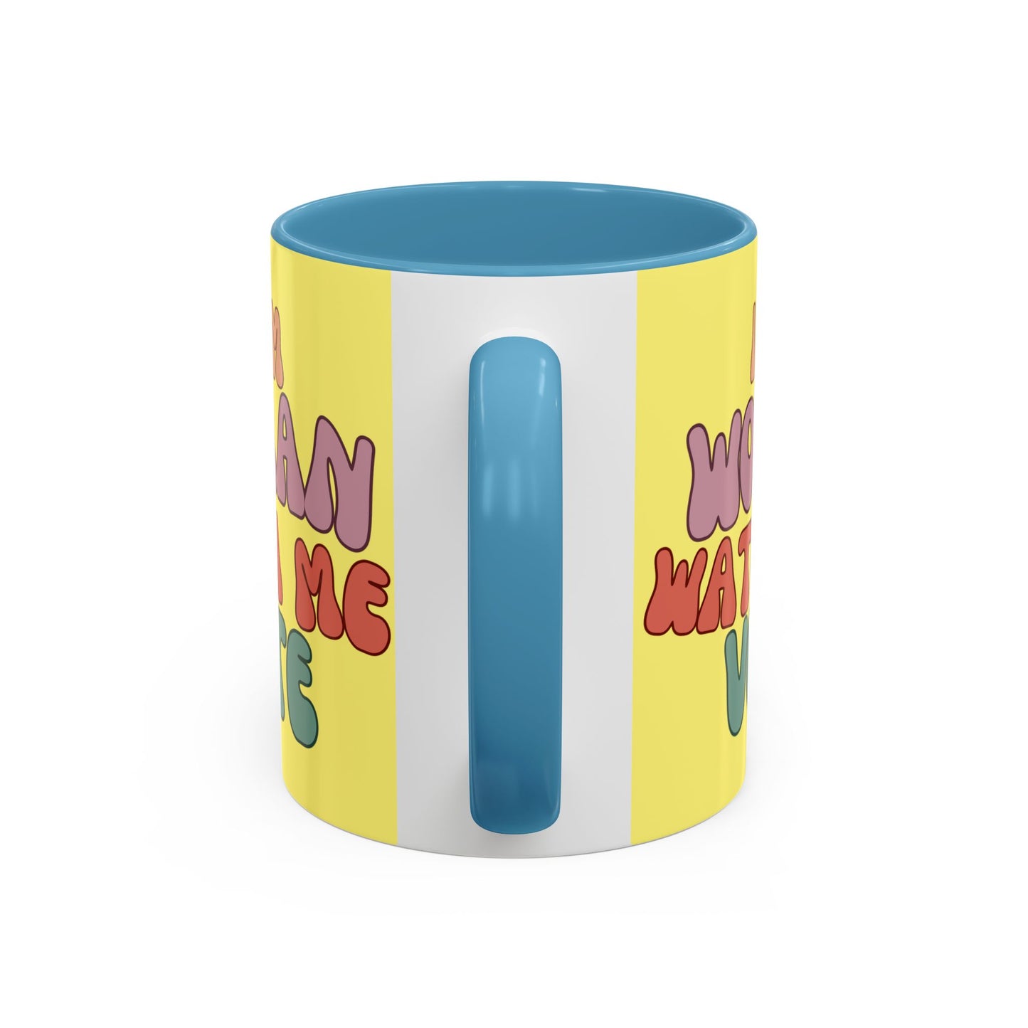 I Am Woman Watch Me Vote Yellow Accent Mug by theGreenDragonTavern.shop