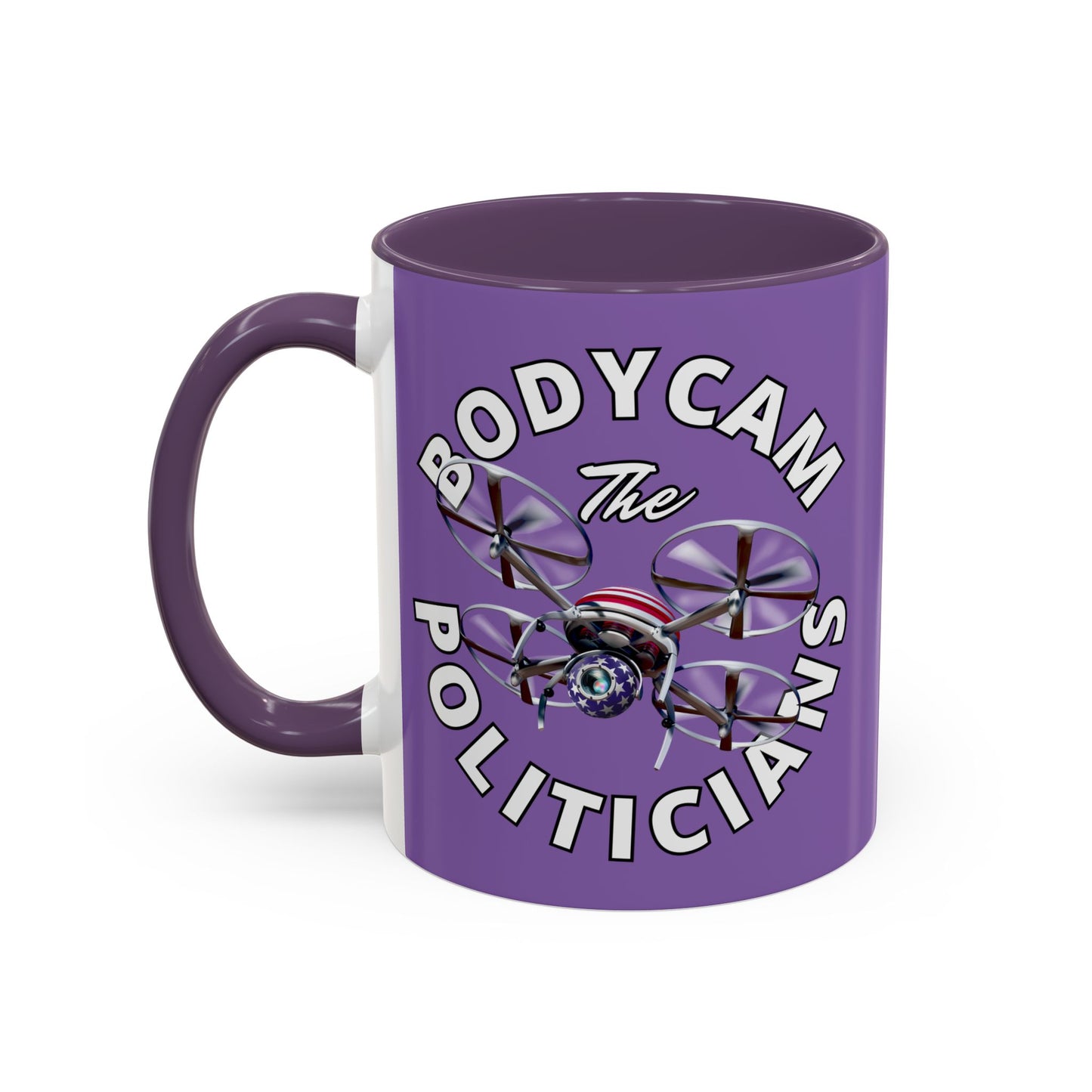Bodycam the Politicians Drone Light Purple Accent Mug by theGreenDragonTavern.shop