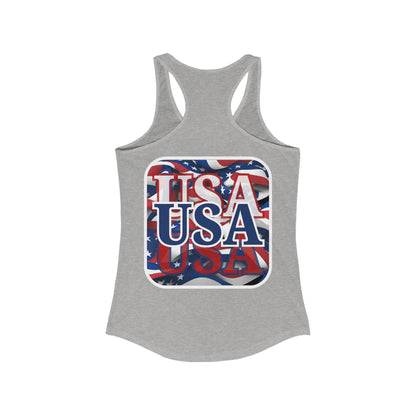 2-sided, Red White and BLUE USA Patriot Women's Racerback Tank Top by theGreenDragonTavern.shop