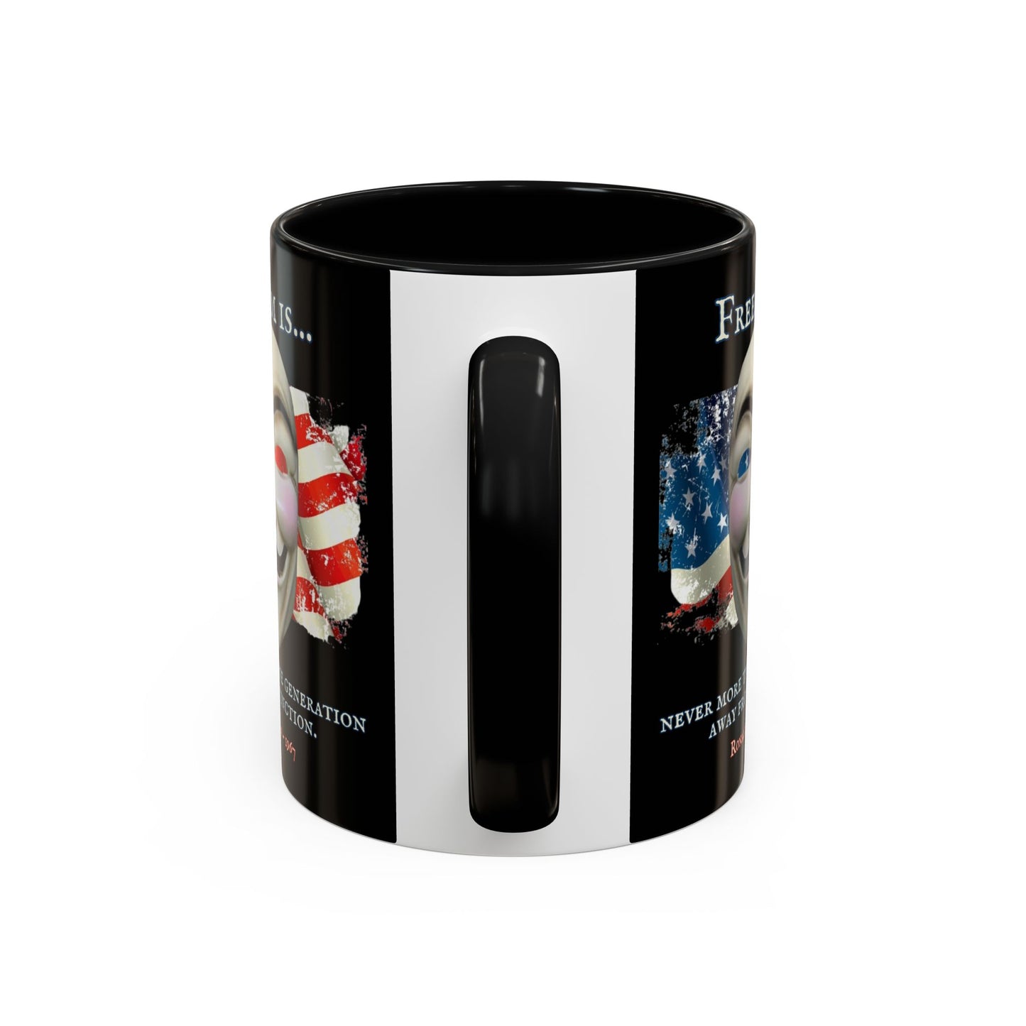 Ronald Reagan Freedom Vendetta Black Accent Mug by theGreenDragonTavern.shop