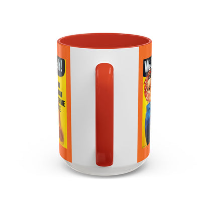 I Am Woman Watch Me Vote Rosie Orange Accent Mug by theGreenDragonTavern.shop