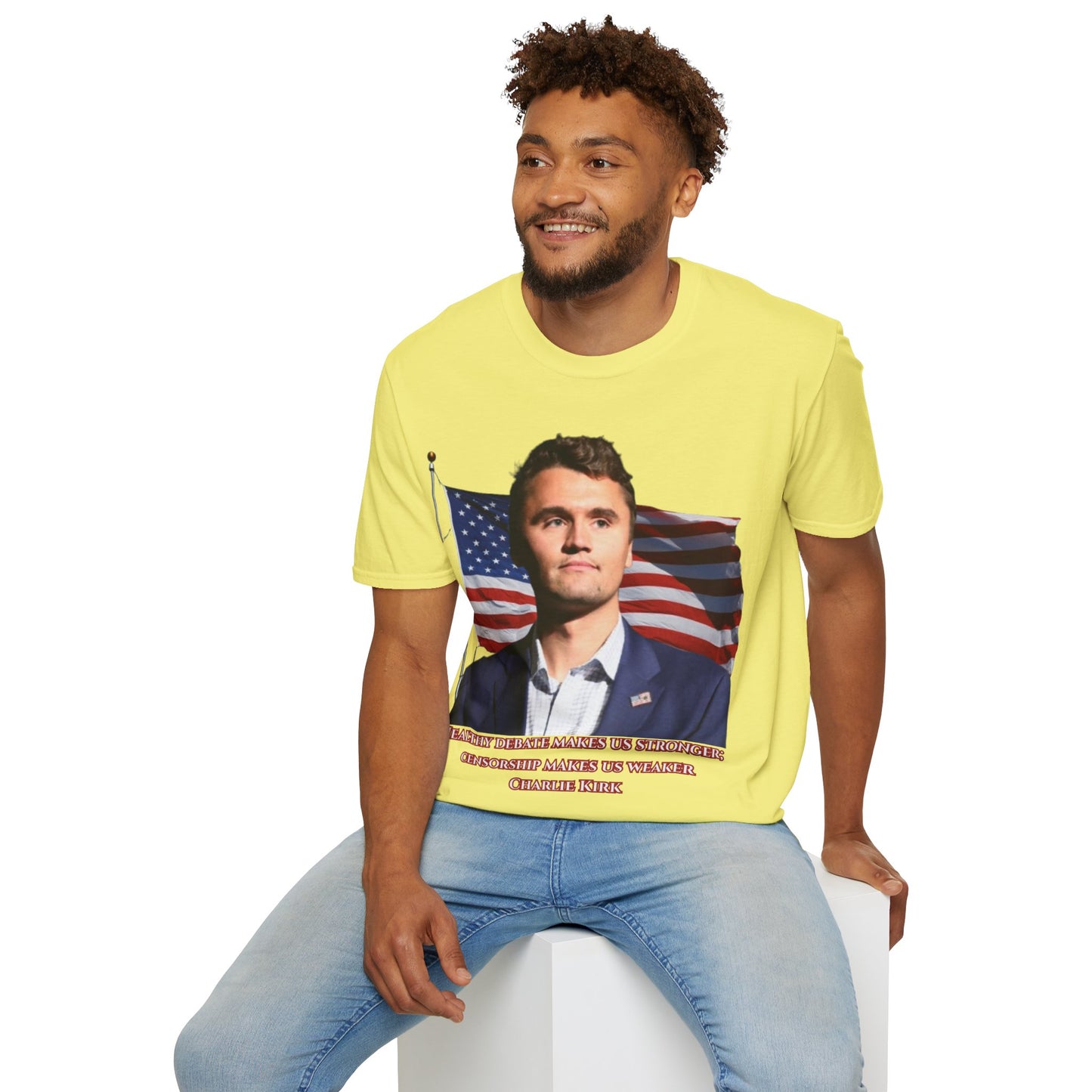 Charlie Kirk, Healthy Debate Light colors Unisex T-Shirt by theGreenDragonTavern.shop