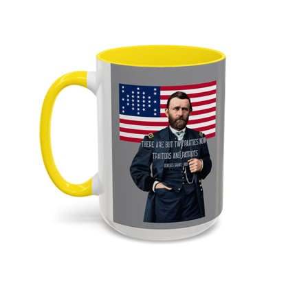 "Traitors and Patriots" Ulysses Grant Grey Accent Mug by theGreenDragonTavern.shop