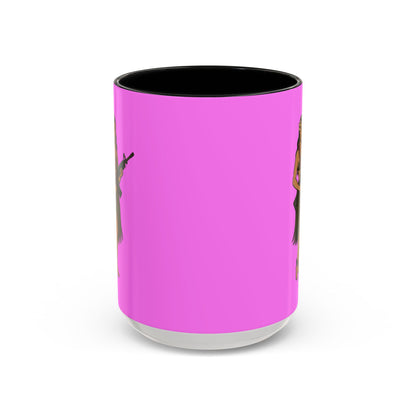 Hula Girl Packin' Heat Pink Accent Mug by theGreenDragonTavern.shop