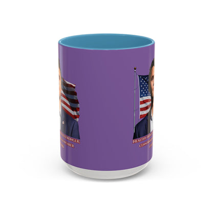 Charlie Kirk, Healthy Debate Light Purple Accent Mug by theGreenDragonTavern.shop