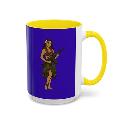 Hula Girl Packin' Heat Dark Purple Accent Mug by theGreenDragonTavern.shop