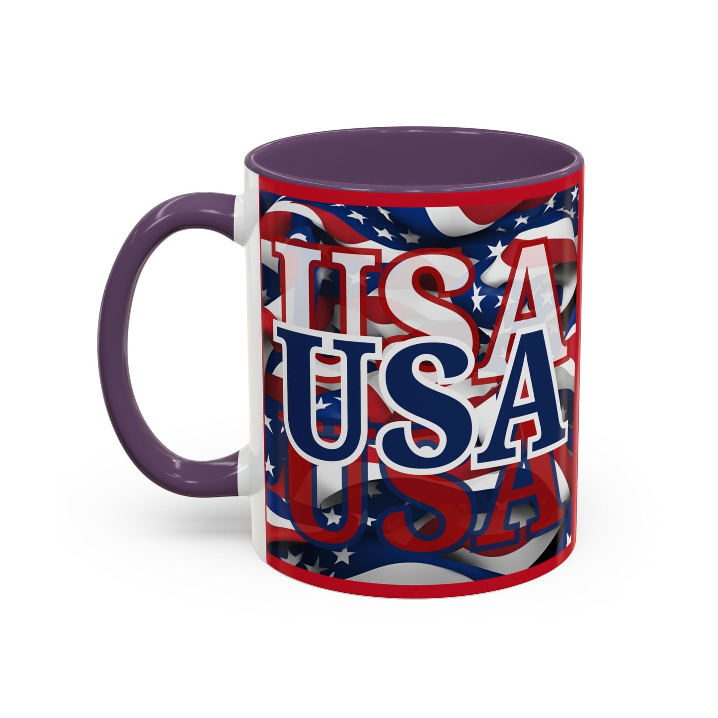 USA Blue font Center Patriot Red Accent Mug by theGreenDragonTavern.shop