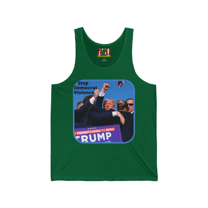 Stop Democrat Violence Unisex Jersey Tank Top by theGreenDragonTavern.shop
