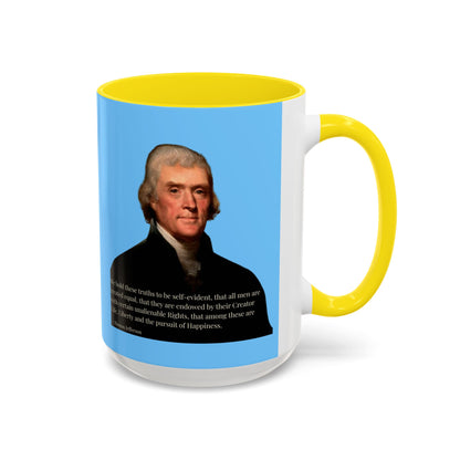 We hold these truths to be self-evident Light Blue Accent Mug by theGreenDragonTavern.shop