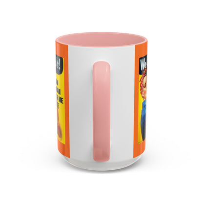 I Am Woman Watch Me Vote Rosie Orange Accent Mug by theGreenDragonTavern.shop