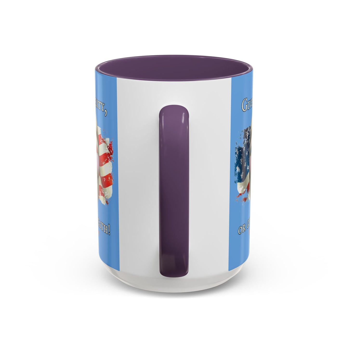 Vendetta, "Give me liberty, or give me death!" Blue Accent Mug by theGreenDragonTavern.shop