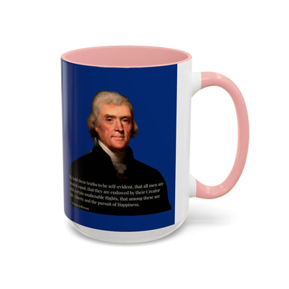 We hold these truths to be self-evident Dark Blue Accent Mug by theGreenDragonTavern.shop