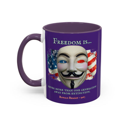 Ronald Reagan Freedom Vendetta Purple Accent Mug by theGreenDragonTavern.shop
