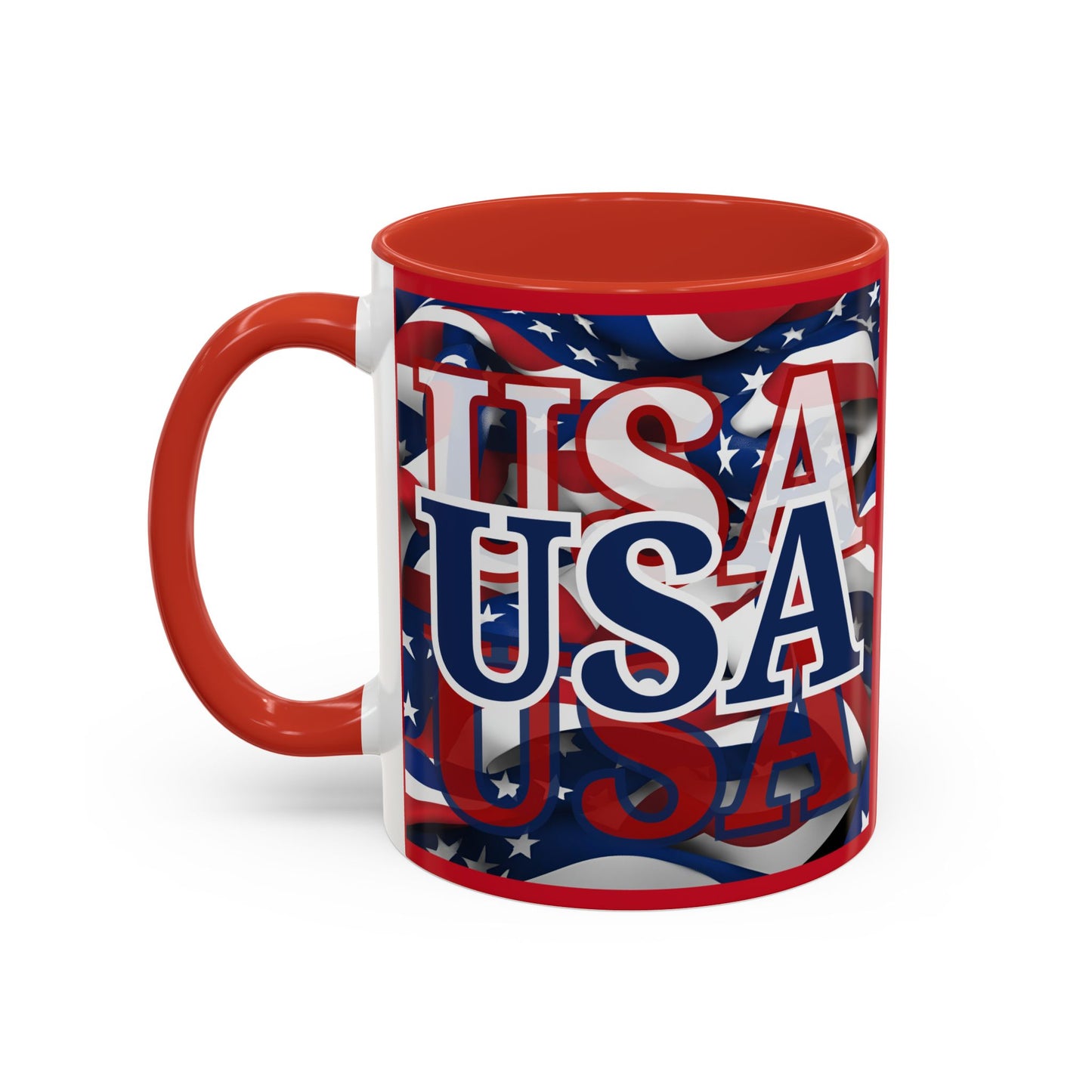 USA Blue font Center Patriot Red Accent Mug by theGreenDragonTavern.shop