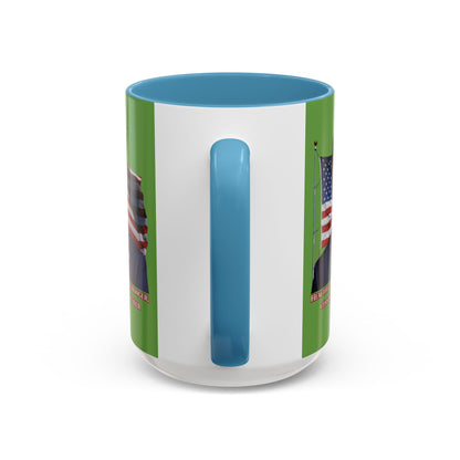 Charlie Kirk, Healthy Debate Green Accent Mug by theGreenDragonTavern.shop