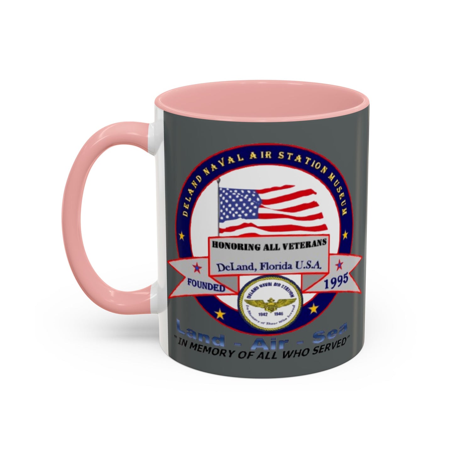 DNASM 2-sided, Founding & Student Art w/Navy Ring Grey Accent Mug by theGreenDragonTavern.shop