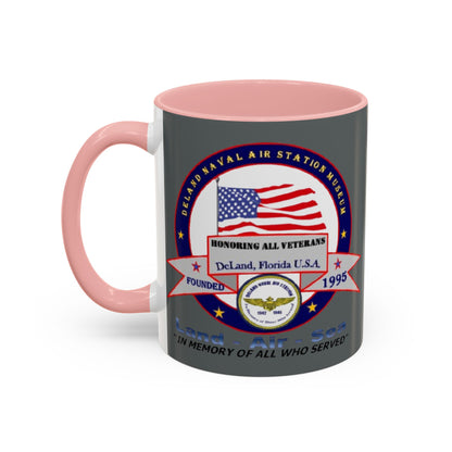 DNASM 2-sided, Founding & Student Art w/Navy Ring Grey Accent Mug by theGreenDragonTavern.shop