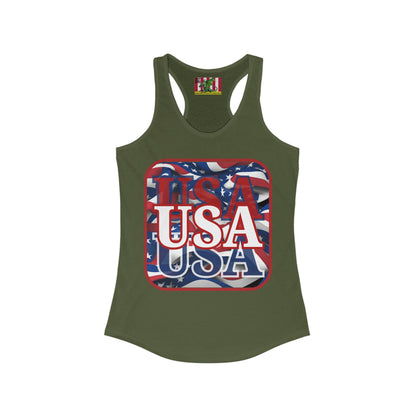 Red WHITE and Blue USA Patriot Women's Racerback Tank Top by theGreenDragonTavern.shop