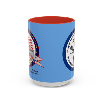 DNASM 2-sided, Founding & Student Art w/Navy Ring Light Blue Accent Mug by theGreenDragonTavern.shop