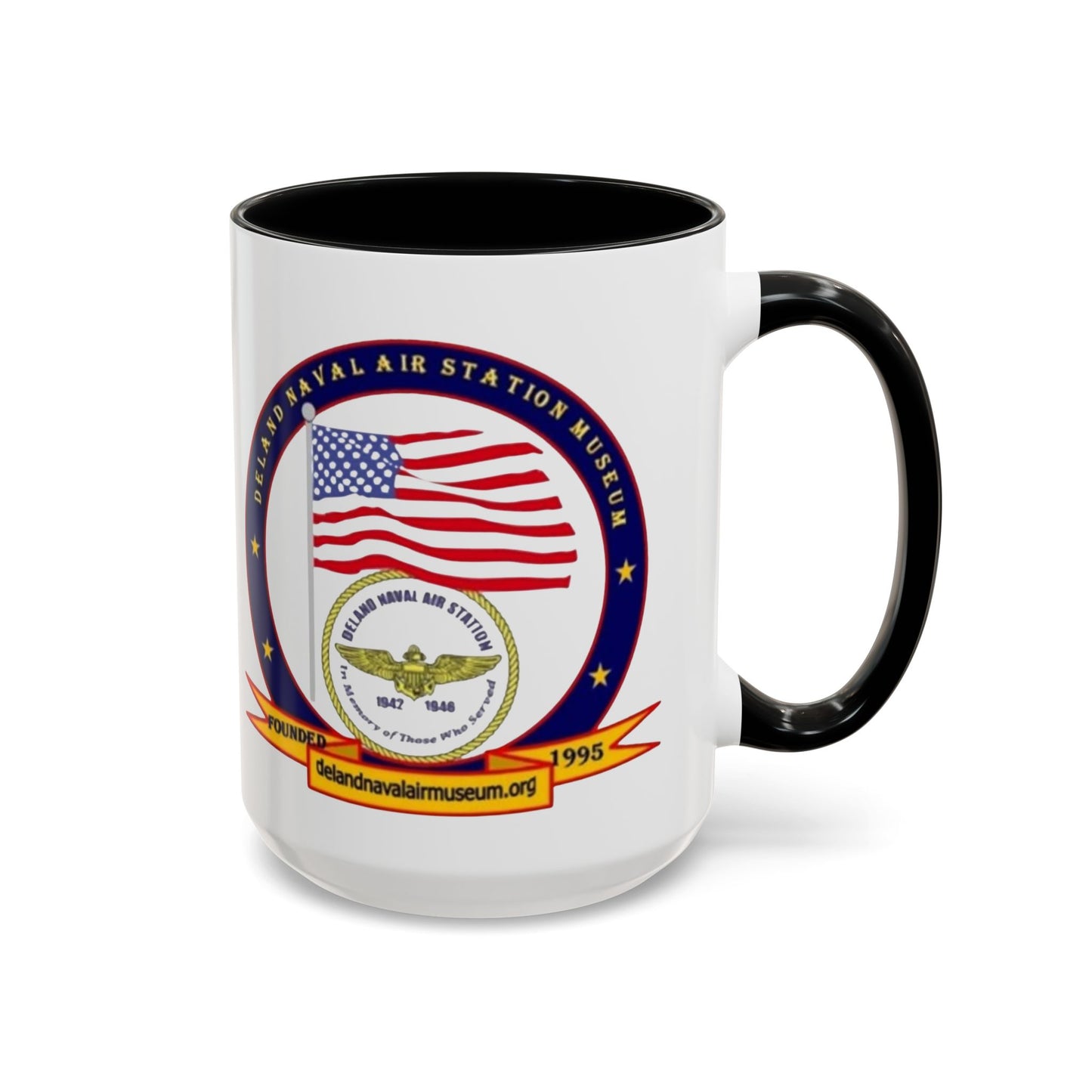 DeLand Naval Air Station Museum White Accent Mug by theGreenDragonTavern.shop