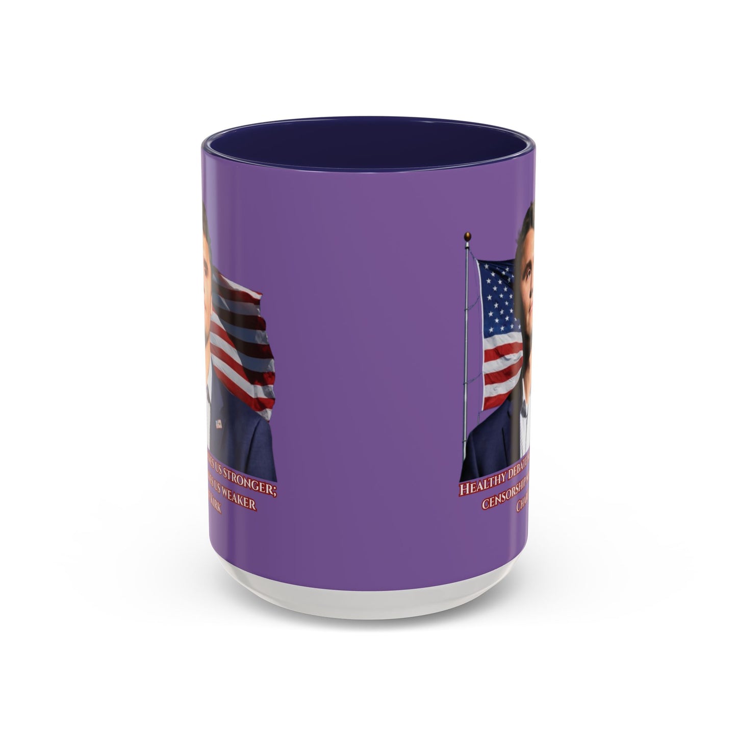 Charlie Kirk, Healthy Debate Light Purple Accent Mug by theGreenDragonTavern.shop