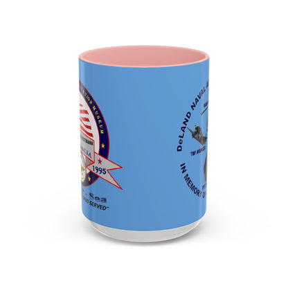 DNASM 2-sided, Founding & Student Art Light Blue Accent Mug by theGreenDragonTavern.shop