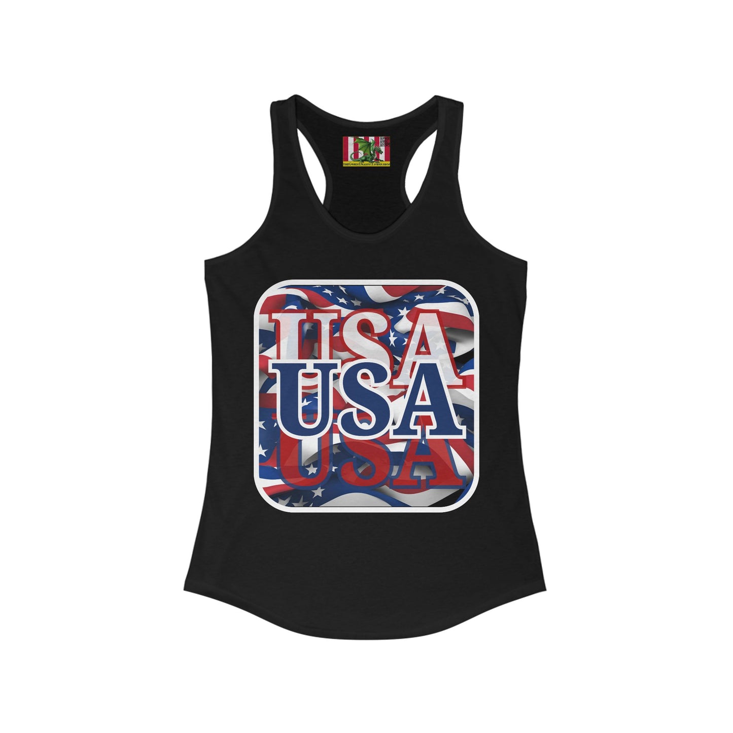 Red White and BLUE USA Patriot Women's Racerback Tank Top by theGreenDragonTavern.shop